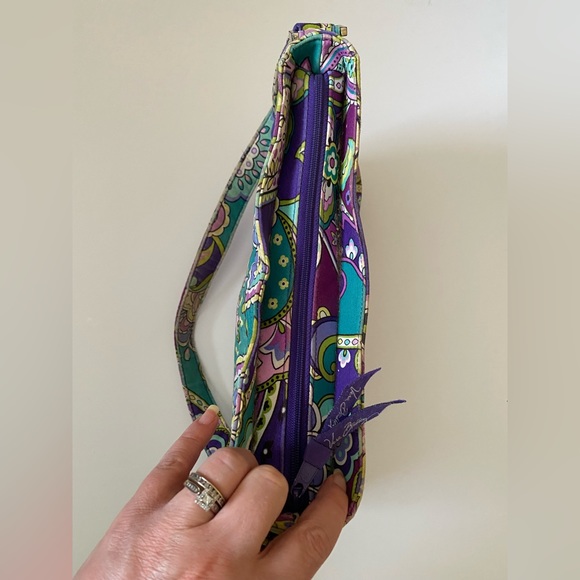 Vera Bradley Paisley Print Purse Zippered Closure Purple and Teal - Picture 10 of 16